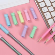 3pcs Cute Cat Pencil Caps, 2-In-1 Eraser & Pencil Topper, Colorful Candy-Colored Cat Pencil Caps - Multicolor - View 10