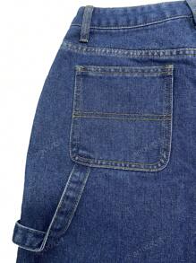 MYOURSA Slant Pocket Casual HighWaist Cargo Denim Shorts