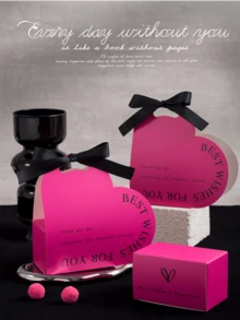 10 件装豪华情人节礼品袋婚礼糖果盒婚礼，情人节礼品袋，黑丝蝴蝶结高端礼品袋，可用于派对活动和节日礼物，最好的朋友礼物，生日礼物 - 彩色 - 查看 2