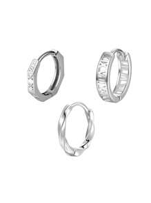 3 件时尚简约独特组合男士耳环，自由搭配各种日常服装，适合礼物、圣诞节、新年、情人节假期