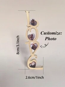 定制个性化 4 张情侣照片 LOVEM 木制心形装饰，家居装饰，情人节的完美礼物，定制周年纪念日，结婚礼物，手工情侣艺术品，独特的纪念品，情侣礼物 - 原木色 - 查看 10