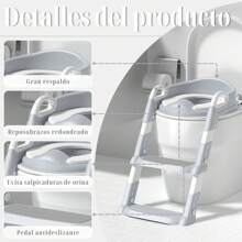 Asiento de Entrenamiento para Baño para Niños, Adaptador para Baño Infantil con Escalera Antideslizante y Plegable, Asiento Ergonómico y Acolchonado, Edad de 2 a 7 Años - Gris - Ver 2