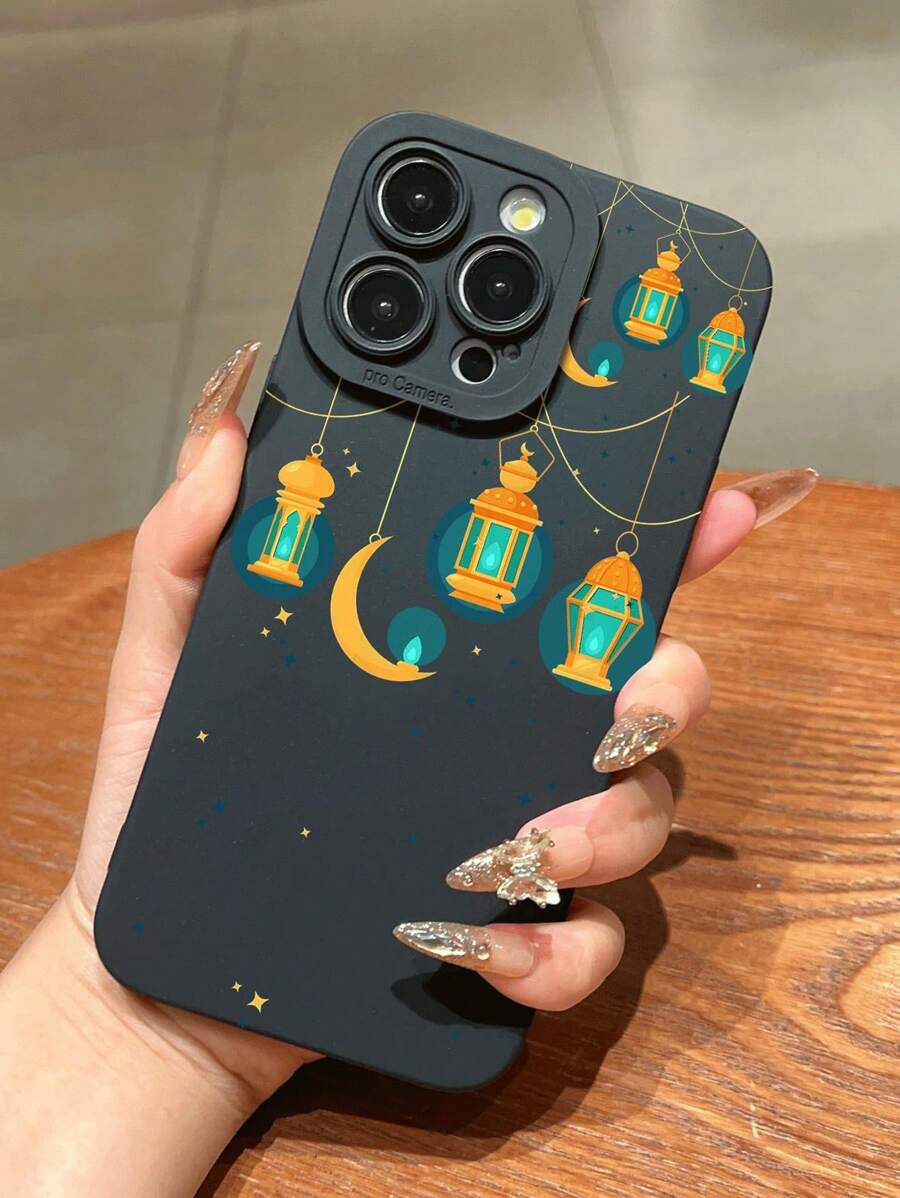 1pc Creative Starry Night Design Painting Glitter Phone Case, Shockproof, Compatible With Apple Phones - Multicolor - View 1