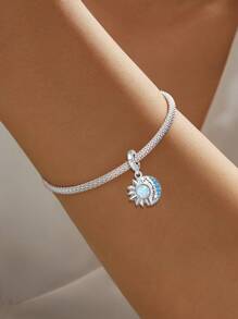 1 PC 925 Sterling Silver Blue Star And Moon Series Valentine's Day Bead Pendant Charm Suitable For Bracelets DIY Women's Jewelry