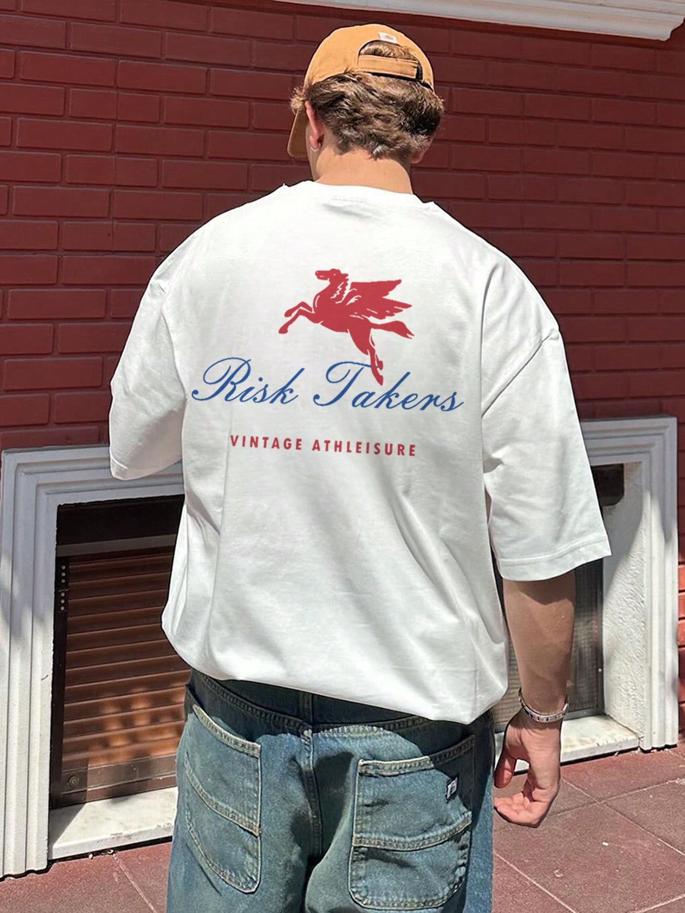 Men's Round Neck Short Sleeve Letter Print Simple T-Shirt, Casual Daily Wear