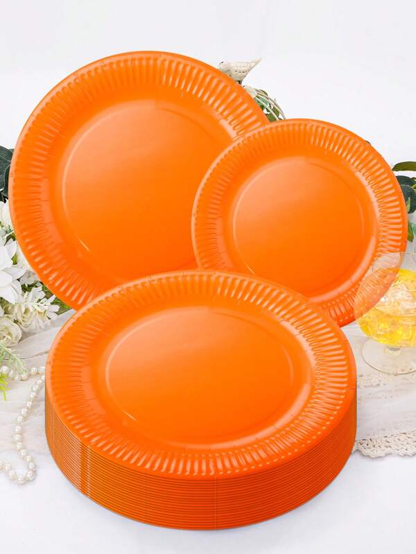 20 peças de 9 polegadas descartáveis pratos laranja, decorações para festas de fim de ano, pratos descartáveis para festas de aniversário de casamento, reunião familiar, refeições diárias piquenique acampamento