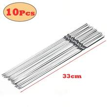 10/15 Pieces Stainless Steel Grill Skewers Reusable BBQ Kebab Spits For Outdoor Camping Picnic Tools Cooking Utensils