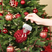Red Plush Gloves Christmas Tree Pendant - Red - View 4