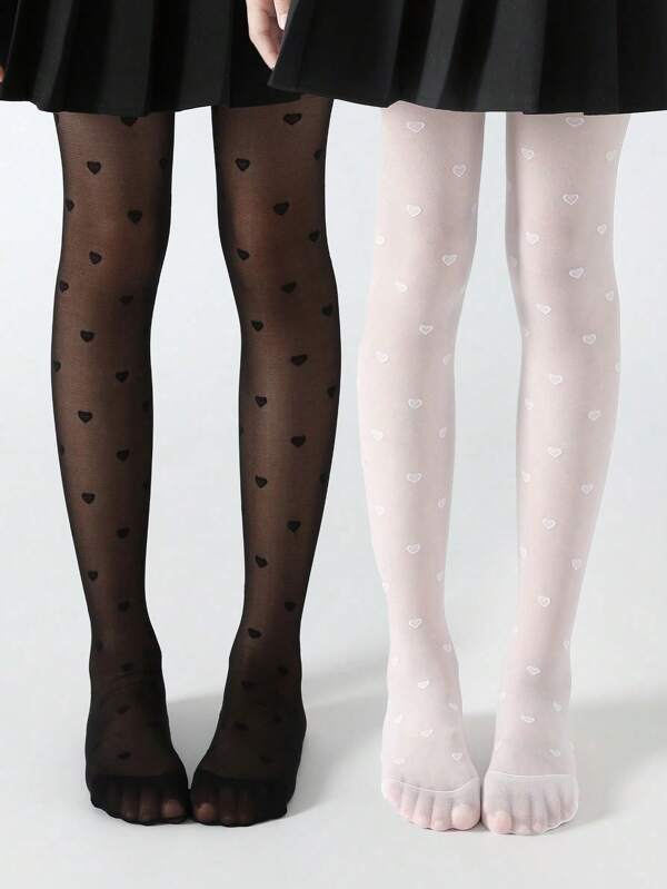 1/2 Stück Mädchen Kinder eng anliegende Stachelstrumpfhose, dünne atmungsaktive weiche Leggings mit Herzenmuster, Prinzessin-/Schulstil, geeignet für Tanzen, Geburtstagsparty, Urlaubsgeschenk, Schulstart, Reisen, Alltag-Kombinationen (Farboptionen)