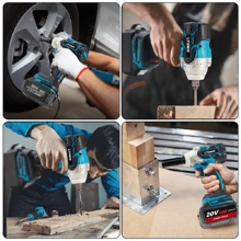 LYUWO Electric Tool, 20V Rechargeable Lithium Battery Electric Wrench, 520N. M High Torque Wrench, Suitable For Small Car Maintenance And Stage Bracket Maintenance. Single 2000mAh High-Capacity Battery, Can Rotate Clockwise Or Counterclockwise, Can Be Equipped With Drill Bit For Drilling, With LED Light, 17cm Sleeve, Adjustable Torque,