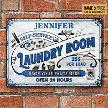 Customized Laundromat Sign - Vintage Metal Coin-Operated Dryer And Washer Sign With Custom Name And Price - Multipurpose Iron Wall Decor For Laundromat, Laundry Shop, Home