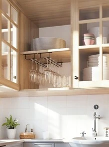 1 giá để cốc một hàng, giá để ly rượu úp ngược, giá để ly cao phong cách châu Âu sáng tạo, phụ kiện nhà bếp, đồ dùng quầy bar, tiết kiệm không gian lưu trữ và sắp xếp tại nhà, quà tặng ngày lễ tình nhân, tiệc tùng, trang trí sinh nhật, dùng ngoài trời, cắm trại - màu đen - Xem 6