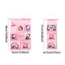 Sanrio 1 szt. Sanrio Cartoon Design Wisząca na ścianie torba do przechowywania z wieloma przegródkami, wielofunkcyjny organizer wiszący w akademiku, słodka damska torba do przechowywania na drzwiach bez otworów wiertniczych, odpowiednia do użytku w kuchni, artykuły do przechowywania w kuchni