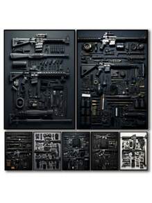 1 pieza Pintura de lienzo de armas de decoración del hogar, póster de armas para paredes, pegatinas de decoración, accesorios de armas, arte de habitación sin marco