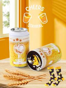 1 Pair Unisex Novelty Beer Can Graphic Mid-Calf Socks, Unique Creative Funny Gift Socks, Comfortable & Breathable, Suitable For Valentine's Day, Easter, Mother's/Father's Day, Holiday Gatherings, Couples, Birthdays, All-Season, Colorful Socks, Best Socks