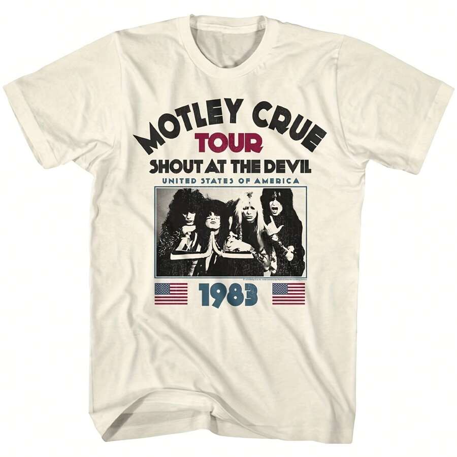 Motley Crue SATD83 Natural Adult T-Shirt - White - View 1