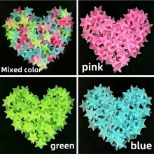 100 piezas de adhesivos fluorescentes con forma de estrella, pegatinas iluminadas decorativas para la habitación en la oscuridad