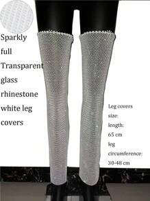 Sexy Fishnet Leg Sleeves Com Strass - Acessório Glam para Boate