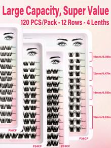120 piezas (Longitud mixta de 10-16 mm) Cúmulos de pestañas individuales, pestañas en cúmulo con volumen rizado D, pestañas en cúmulo de apariencia natural y extra gruesas, pestañas en cúmulo suaves y delicadas, conjunto de extensiones de pestañas postizas segmentadas ultra ligeras y reutilizables para uso personal en el hogar o en movimiento para uso diario, bodas, citas, fiestas, festivales de música - D - Ver 2