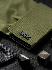 1 Pair Of Personalized Letter Cufflinks - Custom Cufflinks - Groom Wedding Cufflinks - Groomsman Gift - Initial Cufflinks, Stainless Steel, Full Of Luxury, Perfect Gift For Men - Multicolor - View 3