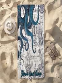 Multiple Sizes To Choose From, Individually Packaged, Hand-Painted Octopus Patterned Beach Towel With Strong Water Absorption And Lightweight, Perfect For Outdoor Sports Use. This Classic Custom Beach Towel Can Be Customized With Text To Express Desire Or Love, Making It The Perfect Gift For Family And Friends. - Multicolor - View 4