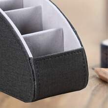 TV Remote Control Stand With 5 Compartments, Faux Leather Remote Control Storage, Remote Control Organizer For Bedside Table Desktop Office Supplies, Home Storage Table And Drawer Organizer - Highway - View 6