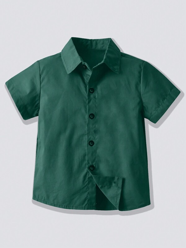 Boys Short Sleeve Shirt, Children Cardigan Casual Collared Short Sleeve Shirt
