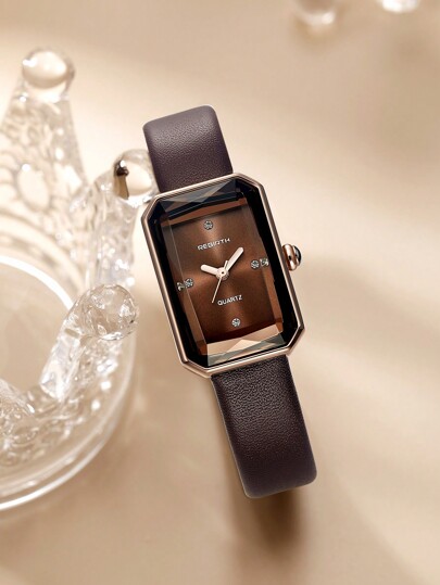 1pc Retro able Minimalist Quartz Watch, Wear view 2