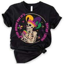 Dead Inside But It's Mardi Gras Shirt, Skeleton King Mardi Gras Shirt, Skull And Roses Mardi Gras Hooded Shirt - 黑色 - 查看 1