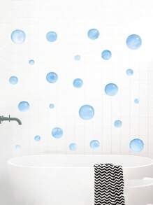 1 Set Creative Wall Sticker, Blue Bubble Pattern Self-Adhesive Wall Stickers, Bathroom Toilet Home Decoration Glass Stickers, Wall Decor Decals Home Bathroom Decor Bath Rug Floor Carpet Fall Decor Bathroom Accessories
