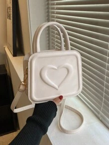 Mini Fashion Solid Color Heart-Shaped Embossed Square Handbag, Suitable For Shopping, Wallets, Shopping, Young Women, College Students, Newcomers, White-Collar Workers. They Are Very Suitable For Offices, Universities, Work, Business, Commuting, Outdoor Activities, Travel, And Outings