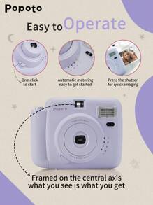 新款Popoto拍立得相机，兼容Mini 11/12胶卷，适合作为生日、派对、婚礼礼物（不含电池和胶卷） - 紫色 - 查看 6