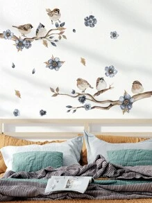 mama look 1 件中国风鸟、树枝和花朵墙贴花，客厅、门厅、卧室装饰墙贴，可移除 PVC 壁纸房间装饰家居装饰墙壁装饰浴室装饰卧室装饰房间装饰用品客厅装饰家居装饰客厅墙纸贴纸个性化贴纸 - 彩色 - 查看 8