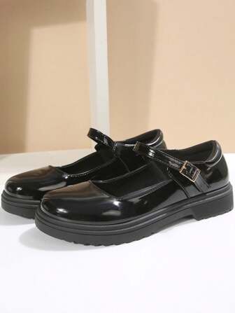 Spring & Autumn Thick Sole Slip-On Loafers, Comfortable Chunky Heel Casual Shoes For Teenagers, College Style, Versatile, Suitable For Students