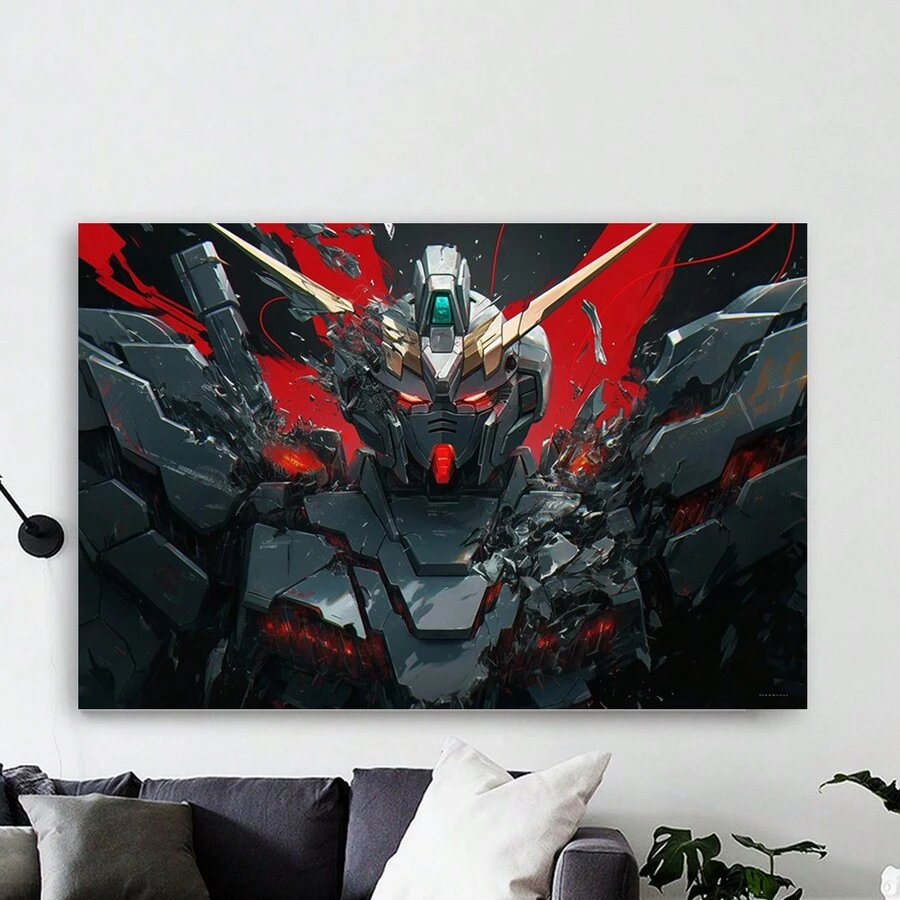 Framed-Sci-Fi Robot Wall Art Canvas Painting, Legendary Mecha Style, Suitable For Arcades, Bars, Living Rooms, Studies, Dining Rooms, And Bedrooms – A Perfect Valentine's Day Gift