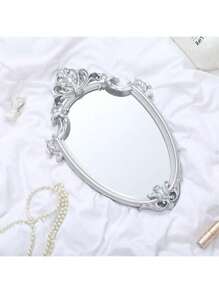 1pc Vintage Palace Wall Mirror Decor, Embossed Home Decoration Mirror, Tabletop Beauty Makeup Mirror, Bathroom Mirror Gifts Birthday Graduation