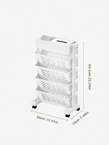 1pc 5/6 Layers Movable Bookshelf Shelf, Floor Standing Plastic Book Organizer With Multiple Layers For Desk, Textbook Storage And Sorting Tool, Desk Side Bookshelf, Floor Desk Small Cart, Book Storage Shelf, Office Study Supplies Storage Rack, Pen Holder, Lesson Book, Document Storage, Office Supplies, Back To School Supplies Outdoor Decor