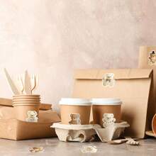 500 Stick/Roll Brown Bear Sticker Tags, Cake Clean Toothpick Decorations, Cartoon Plush Bear Day Thanks For Decorating Gift Box Crafts - Multicolor - View 9