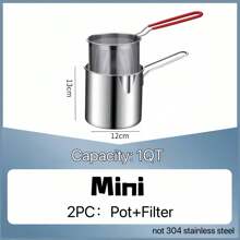 Hoogwaardige frituurpan met mandfilter, roestvrij staal 304 voor contact met levensmiddelen, grote capaciteit verhoogd, potset met filter, kookpan met filter, snel aftappen, compatibel met verschillende fornuizen, keukengebruik, geschikt voor friet, gebakken kip, noedels en dumplings