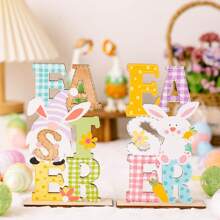 1 PIEZA Ornamento de conejo con doble hilera de letras - Ideal para bodas y decoración del hogar, encaja bien como decoración central redonda para la sala de estar, el dormitorio, la mesa de centro, mejor regalo para Pascua