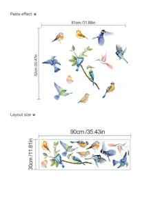 mama look 1 件中国风鸟、树枝和花朵墙贴花，客厅、门厅、卧室装饰墙贴，可移除 PVC 壁纸房间装饰家居装饰墙壁装饰浴室装饰卧室装饰房间装饰用品客厅装饰家居装饰客厅墙纸贴纸个性化贴纸 - 彩色 - 查看 6