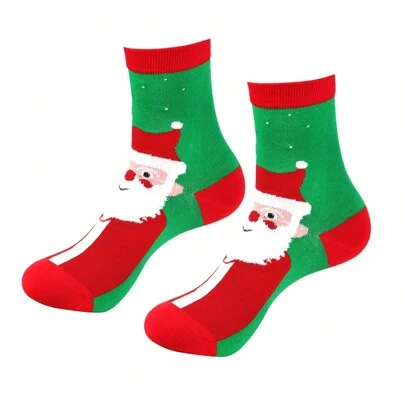 Women Christmas Mid-Tube Socks Autumn Winter Santa Claus Elk Warm Cozy Stockings