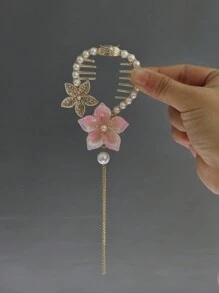 2 件装珍珠和水钻发夹爪，珍珠流苏发带夹，女士发饰礼物，适合日常发型设计 - 彩色 - 查看 2