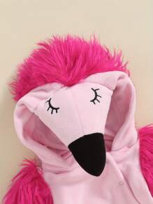 Baby Flamingo Costume Fuzzy Long Sleeve Romper With Leg Warmers Halloween Outfits For Boys Girls - 粉色 - 查看 5