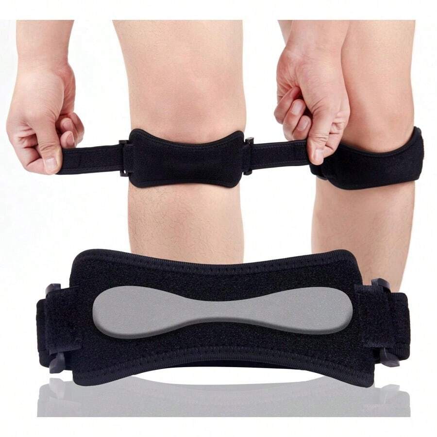 1PC Patellar Sports Knee Pad With Built-In Soft Silicone Pad To Adapt To The Shape Of The Patella Shock Absorption And Anti-Collision Adjustable Elasticity Suitable For Yoga Pilates Home Sports Fitness Running Skipping And Other Sports