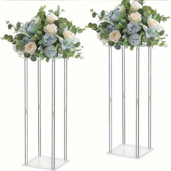 1pc Acrylic Clear Column Flower Vase Stand, Wedding Geometric Centerpieces Floor Flower Stand For Tabletop, Home Party, Display Rack For Weddings Party Decoration, Winter Xmas Home Decor Room Decor Glass Vase