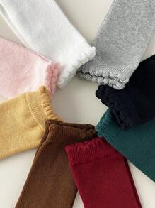 1 Pair Newborn Baby Socks, Solid Color Classic, Skin-Friendly Soft Comfortable Mid-Calf Socks, Fashionable Versatile Breathable Knee-High Socks, Suitable For Daily Life Or Holiday Gifts, Random Color