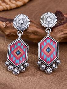MONLOTTI 1 par de pendientes de aleación de estilo vintage vaquero occidental con totem geométrico, joyería de estilo bohemio para mujer, regalo de joyería retro MONLOTTI, regalo del Día de la Madre