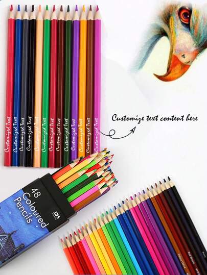 1 Set Personalizado de 12/24/36/48/72 Lápices de Colores, a base de aceite y solubles en agua, suministros de arte coloridos para bocetos y dibujos adecuados para adultos y principiantes, colores vibrantes, artículos de papelería personalizados como regalo para volver a la escuela