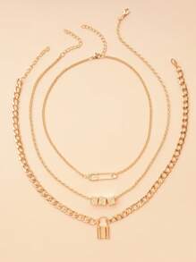 Fashionable Exaggerated Chunky Chain Keylock Pendant Brooch Novelty Accessory Dice Necklace Pendant